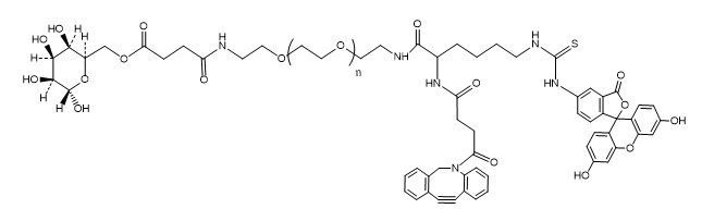 DBCO-PEG-glucose-fitc,绿色荧光fitc修饰的DBCO-PEG-葡萄糖