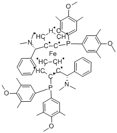 (RP,R′P)-1,1′-双[双(4-甲氧基-3,5-二甲苯基)膦基]-2,2′-双[(S)-Α-(二甲氨基)苯甲基]二茂铁,CAS:849925-12-8