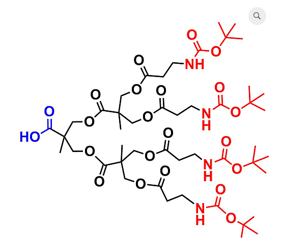 bis-MPA NHBoc Dendron, Carboxyl Core, G2 羧基核的二羟甲基丙酸叔丁氧羰基修饰的二代超支化大分子