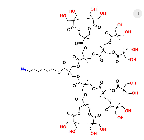 bis-MPA Hydroxyl Dendron, Azide Core, G4 叠氮化物核的二羟甲基丙酸羟基修饰的四代超支化大分子