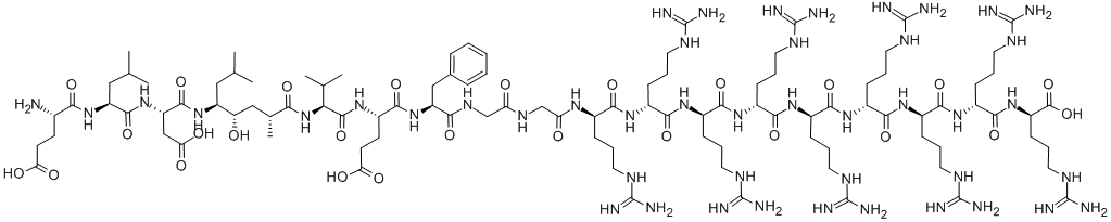 H-Glu-Leu-Asp-[(2R,4S,5S)-5-amino-4-hydroxy-2,7-dimethyl-octoyl]-Val-Glu-Phe-Gly-Gly-D-Arg-D-Arg-D-Arg-D-Arg-D-Arg-D-Arg-D-Arg-D-Arg-D-Arg-OH trifluoroacetate salt,CAS:527674-72-2