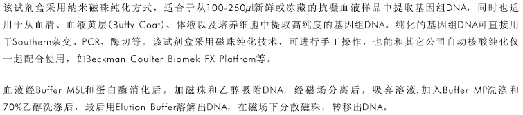 96孔磁珠血液DNA小量抽提试剂盒